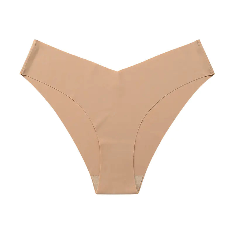 Plus Size Seamless Ice Silk Women's V-Waist Briefs