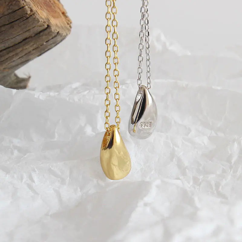 Korean S925 Silver Necklace with Minimalist Drop Pendant