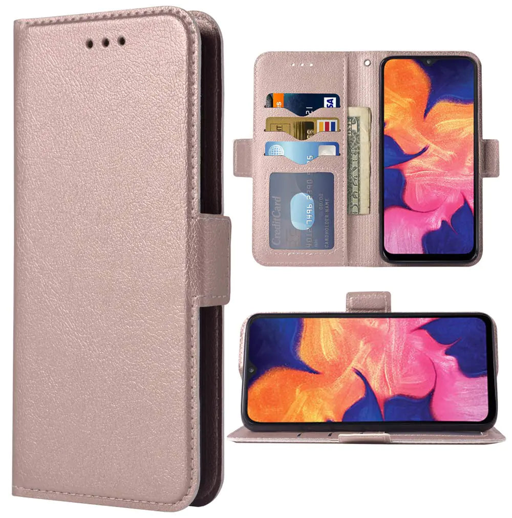 Phone Case for Samsung Galaxy A10 M10 Folio Flip Wallet CasePU Leather Credit Card Holder Slots Full Body Protection Kickstand Hard Hybrid Protective Phone Cover for GalaxyA10 10A A105M Rose Gold
