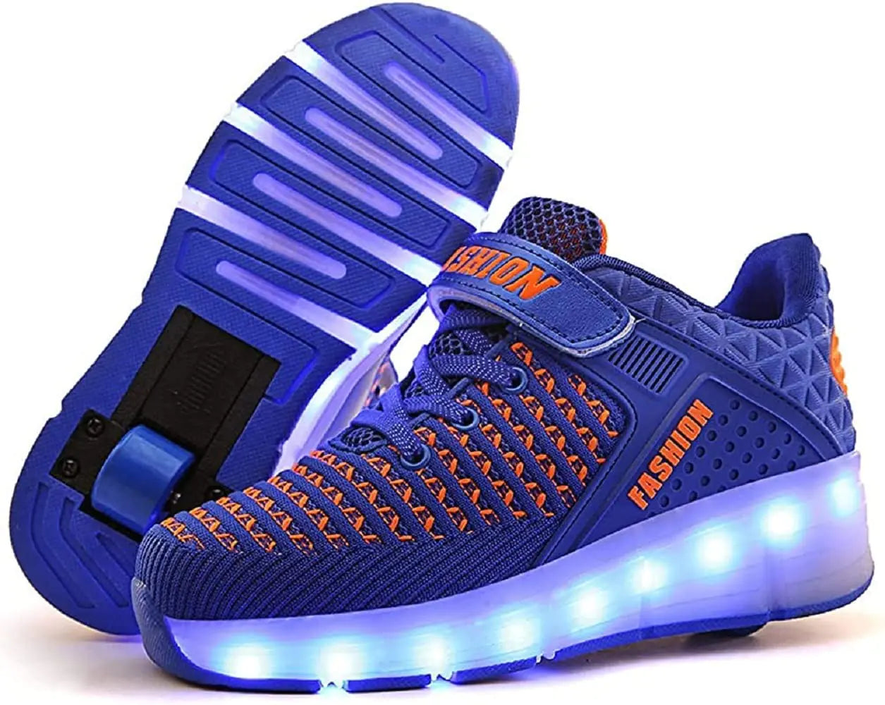 Kids Roller Shoes Boys Girls LED Light up Roller Skates Sneakers Best Gifts for Kids Shoes with Wheels Light Color Shoes Blueorange