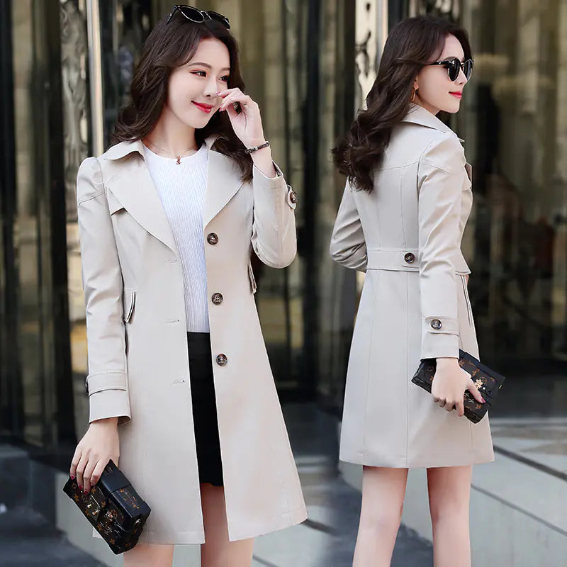 Slim Single Breasted Trench Coat for Spring Autumn