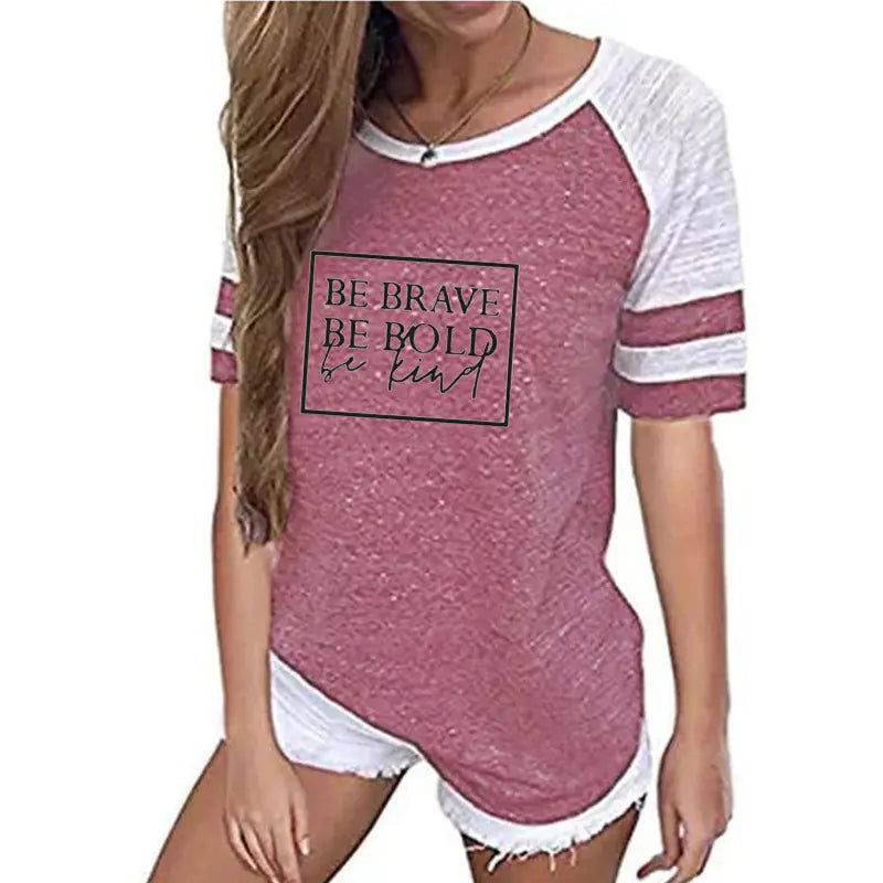 Color Block Striped T-Shirt with Round Neck (Slim Fit)
