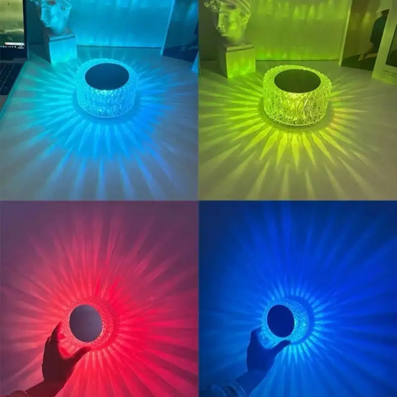 16-Color LED Crystal Table Lamp with Remote & Touch