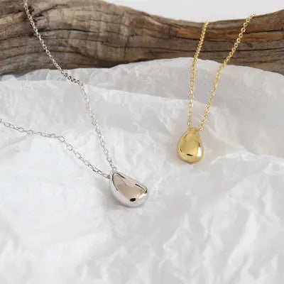 Korean S925 Silver Necklace with Minimalist Drop Pendant