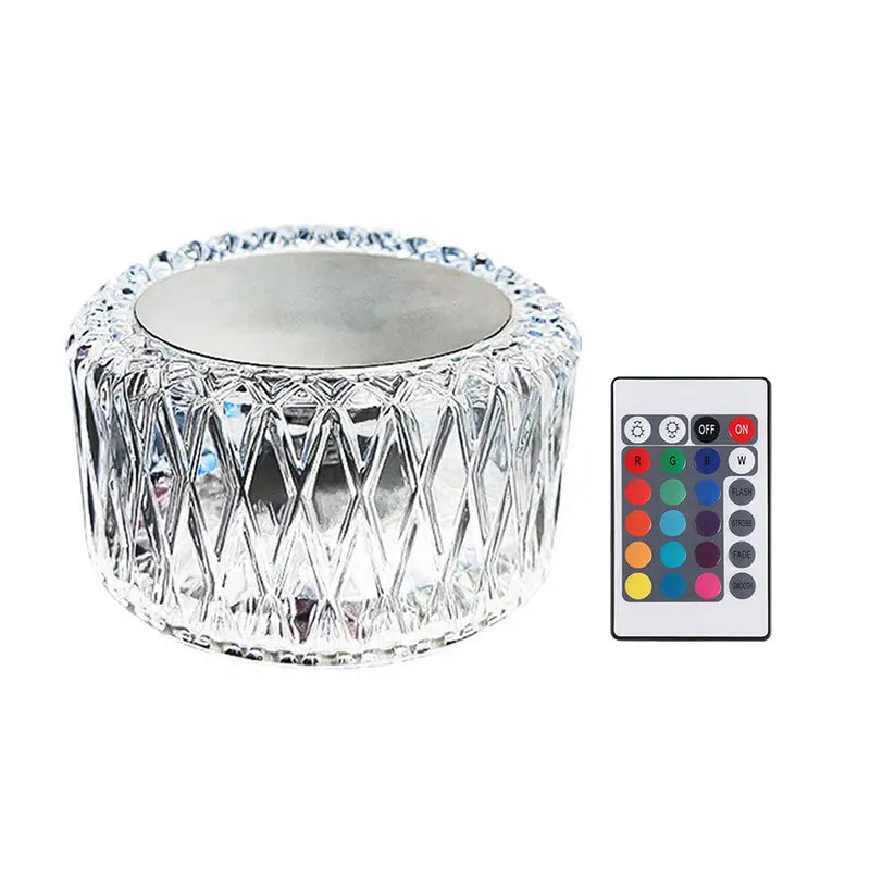 16-Color LED Crystal Table Lamp with Remote & Touch