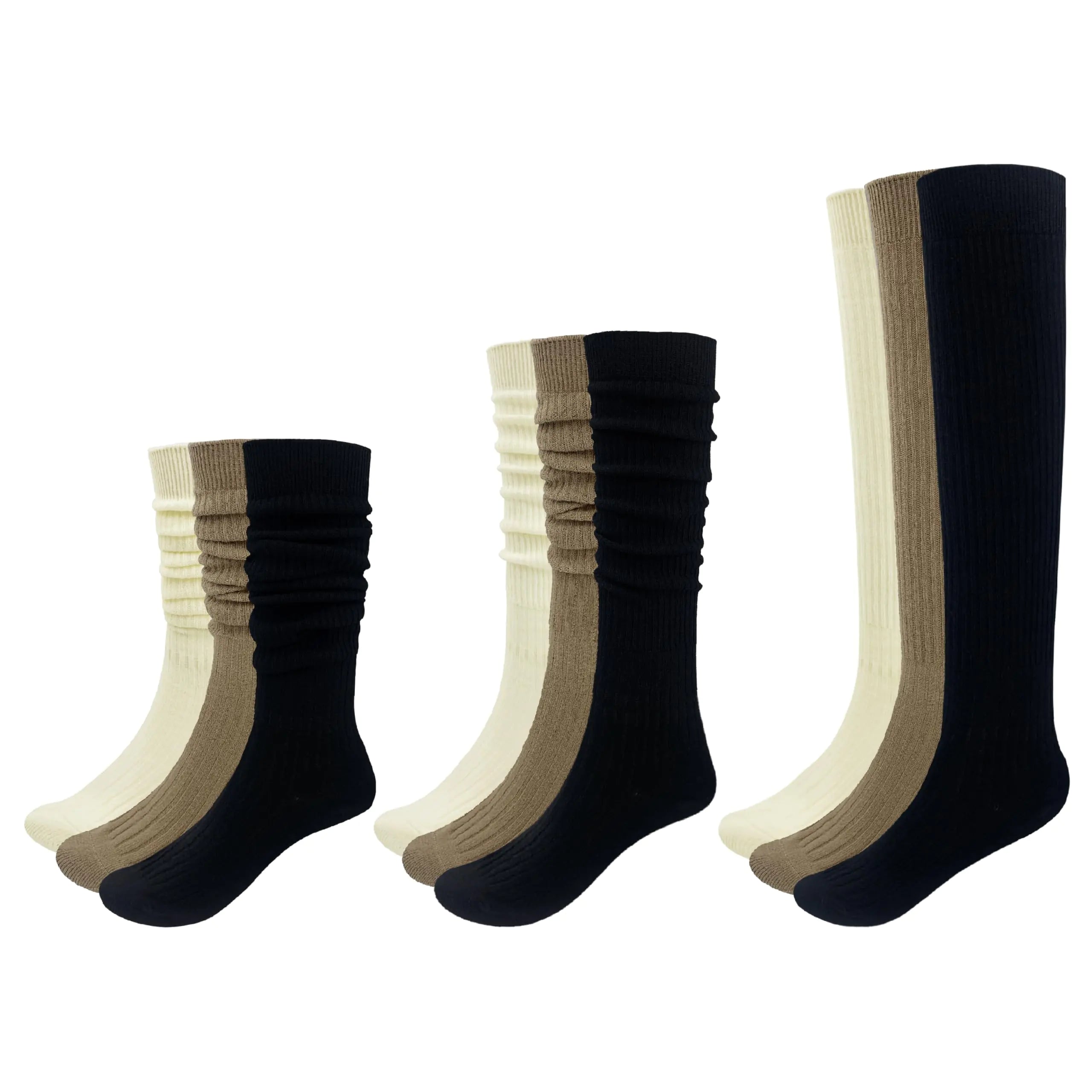 MAGIARTE Womens Cotton Slouch Socks Knee Length Boot Socks Soft Scrunch Chunky Stacked Socks 3-Pack(color#A04 M)