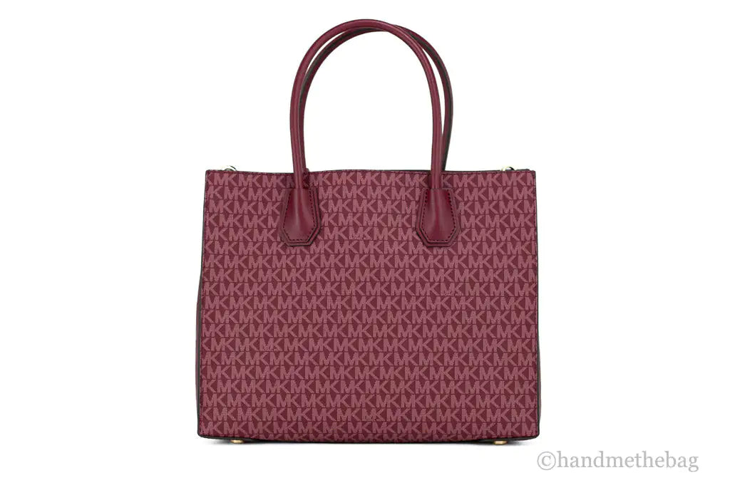 Michael Kors Mercer Large Mulberry Signature PVC Satchel Bag Crossbody Handbag