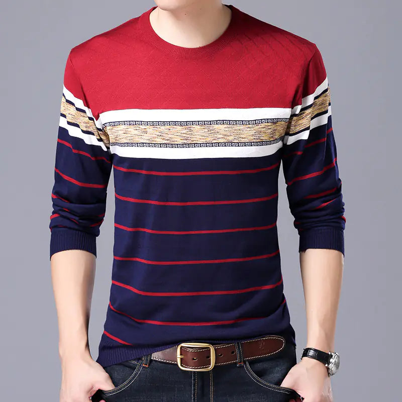 Men's Long Sleeve T-Shirt, Loose Knit Sweater Top