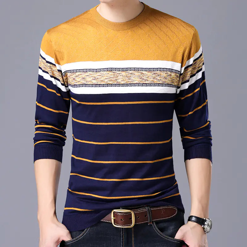 Men's Long Sleeve T-Shirt, Loose Knit Sweater Top
