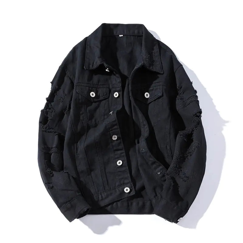 Men's Slim Fit Korean Style Ripped Denim Jacket
