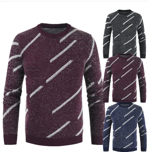 Men's Slim Fit Round Neck Mohair Sweater