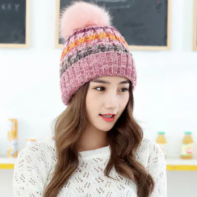 Colorful Knitted Women's Winter Beanie Hat