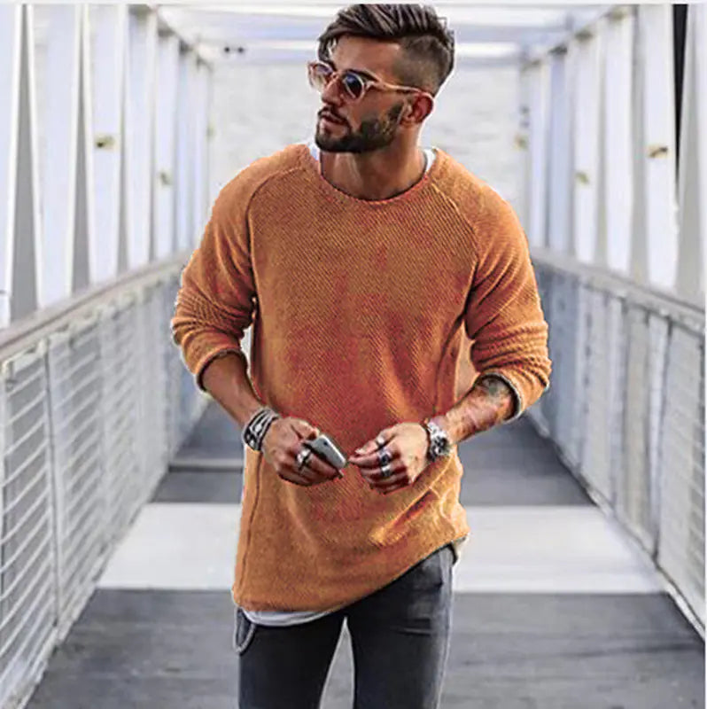 Men's Knit Pullover Sweater - Long Sleeve Basic Top