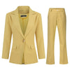 YYNUDA Womens 2 Piece Office Lady Business Suit Set 1 Button Blazer Jacket and Pants Yellow