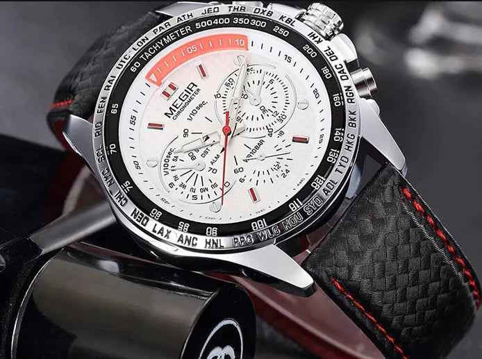 MEGIR Men's Watch with Luminous Three Eyes, Model 1010G