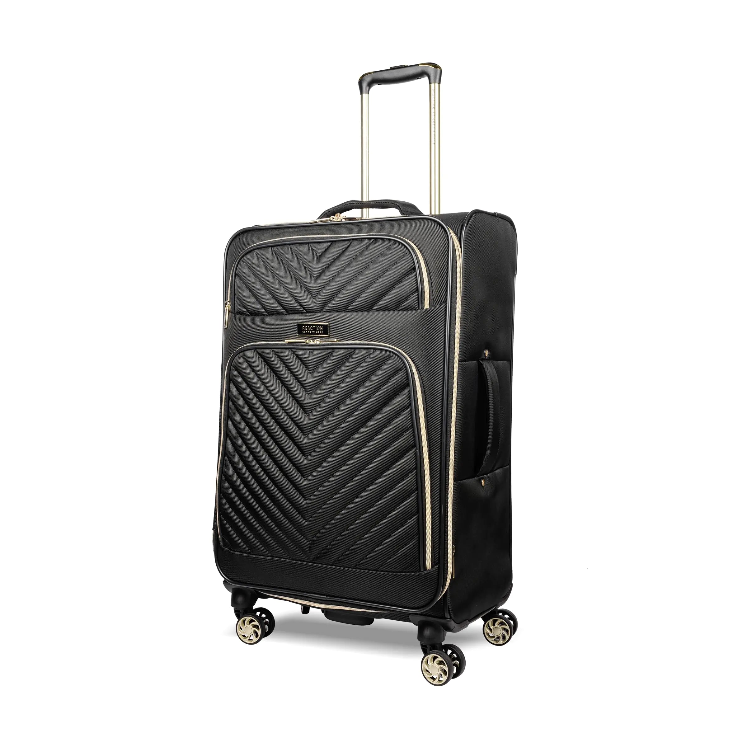 Kenneth Cole REACTION Chelsea Chevron Quilted Luggage Black 24-Inch Checked