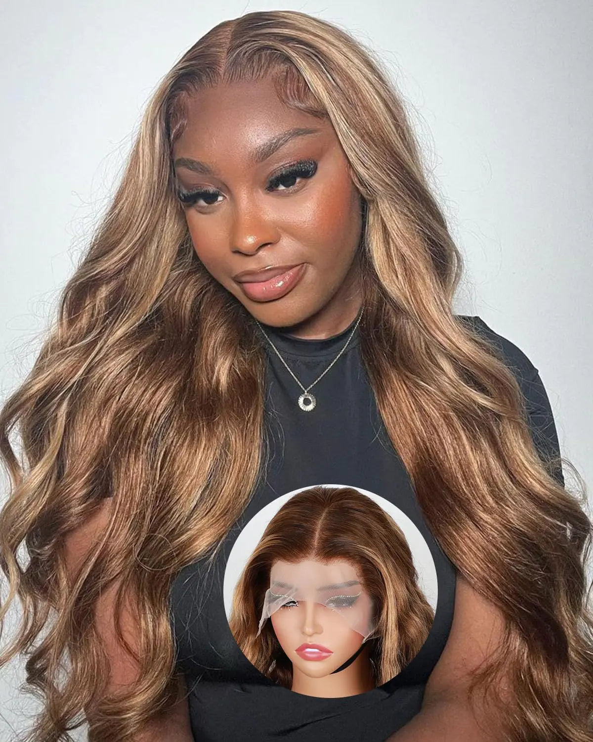 Vshow Highlight Ombre Lace Front Wig Human Hair Honey Blonde HD Lace Frontal Wigs Human Hair 180 Density 13x6 Body Wave Lace Front Wigs Human Hair Pre Plucked for Women 22Inch