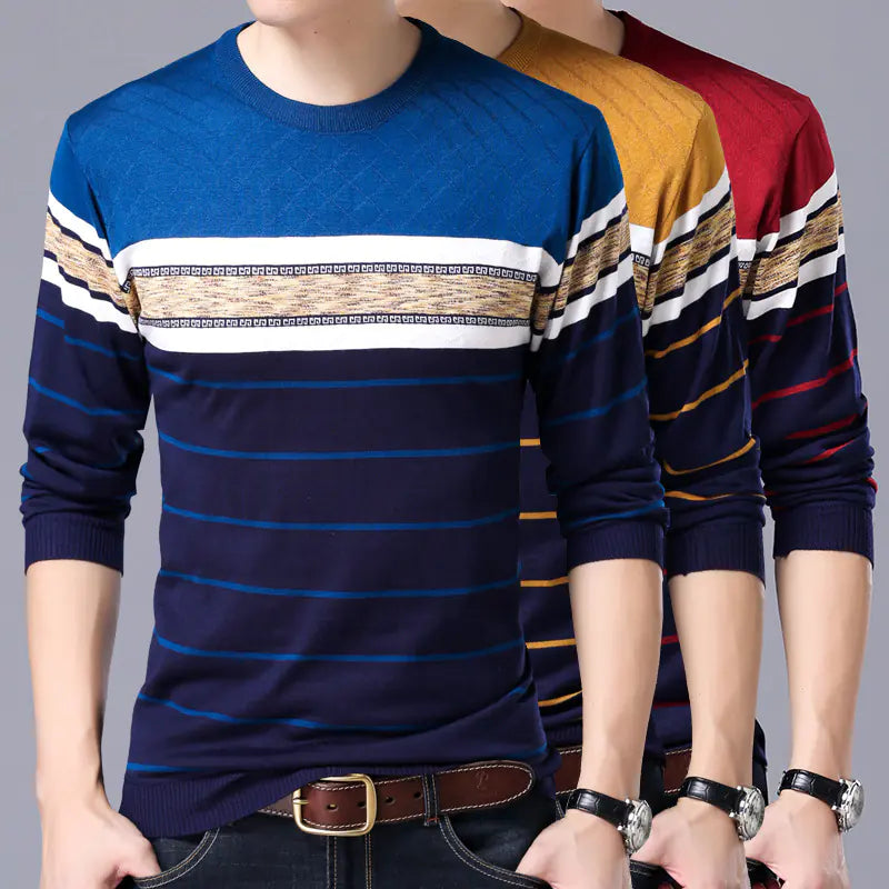 Men's Long Sleeve T-Shirt, Loose Knit Sweater Top