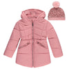 BTween Girls Puffer Jacket Warm and Lightweight Winter Coat Water-Resistant Hooded Outerwear for Kids Rose Sizes 10/12