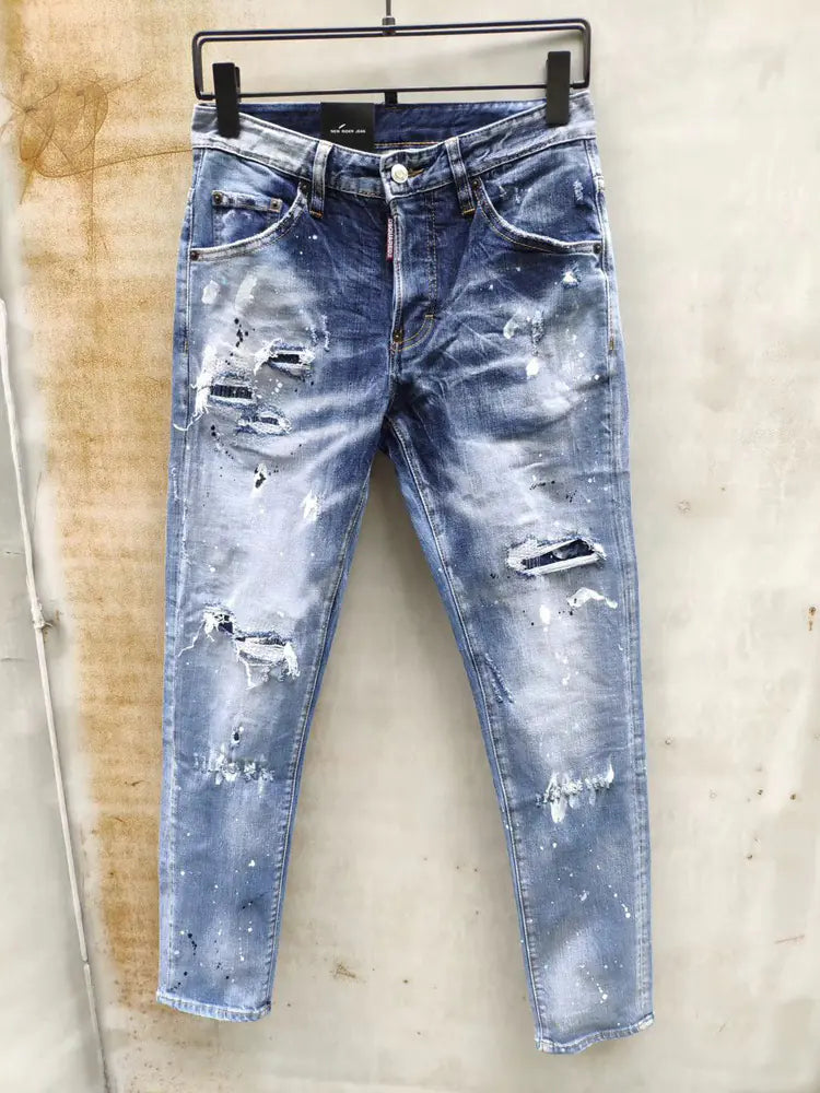Men's Slim Fit Distressed Stretch Denim Jeans