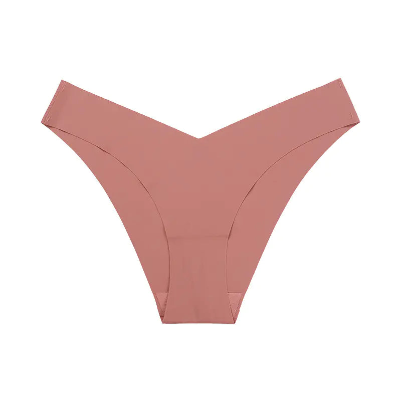 Plus Size Seamless Ice Silk Women's V-Waist Briefs