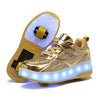 BFOEL Roller Skates Light up Shoes with USB Chargable Removable Roller Shoes Led Sport Sneaker for Boys Girls Kids(13 Little Kid Gold 31)