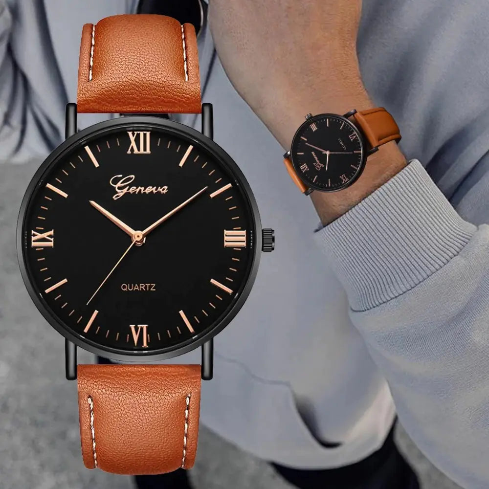 Simple Casual Quartz Watch with Roman Numerals