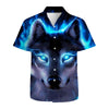 Lce Blue Wolf Mens Funny Hawaiian Shirts 3D Graphic Button Down Short Sleeve Tropical Holiday Beach Aloha Shirt