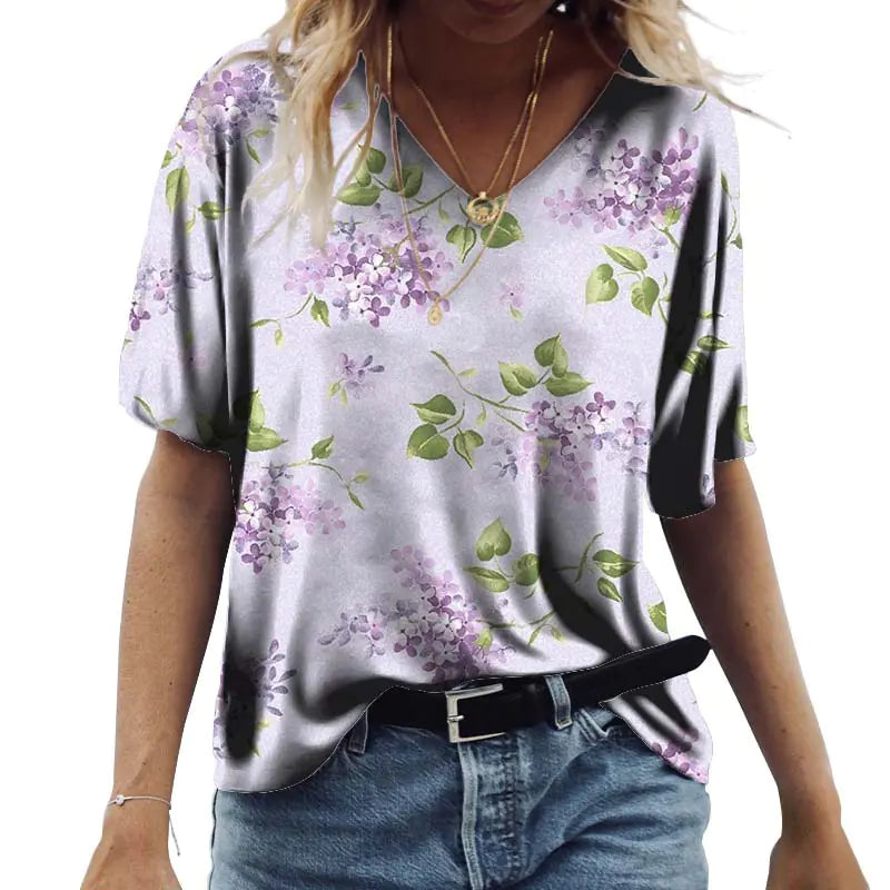 Loose Fit Green Urban Style Printed Short Sleeve T-Shirt