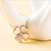 S925 Silver Clover Necklace with Zircon and Shell Pendant