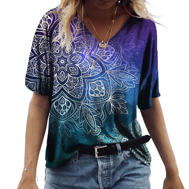 Loose Fit Green Urban Style Printed Short Sleeve T-Shirt