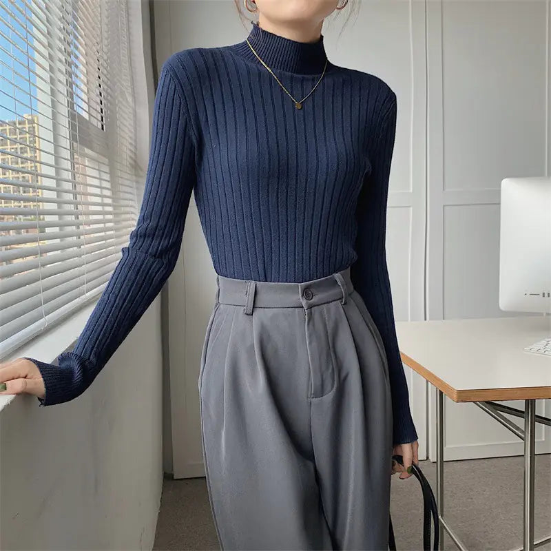 Women's Slim-Fit Half Turtleneck Long-Sleeve Knit Top