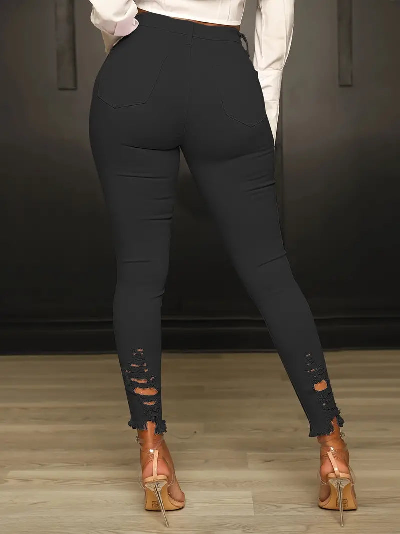 Stylish Women's Ripped High Waist Skinny Jeans