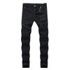 LONGBIDA Mens Ripped Skinny Jeans Stretchy Slim Fit Destroyed Zipper Design Denim Pants(Black32)