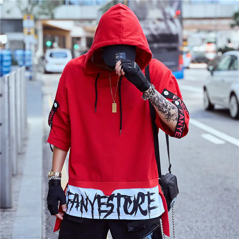 BF Loose-Fit Short Sleeve T-Shirt with Hooded Design