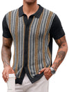 Runcati Mens Knit Polo Shirts Vintage Casual Short Sleeve Shirt Golf Button Down Old Money Sweater Black