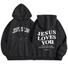 Sulayesh Christian Jesus Loves You Hoodies Women Religious Faith God Jesus Is King Sweatshirts Bible Verse Inspirational Tops (BlackL)