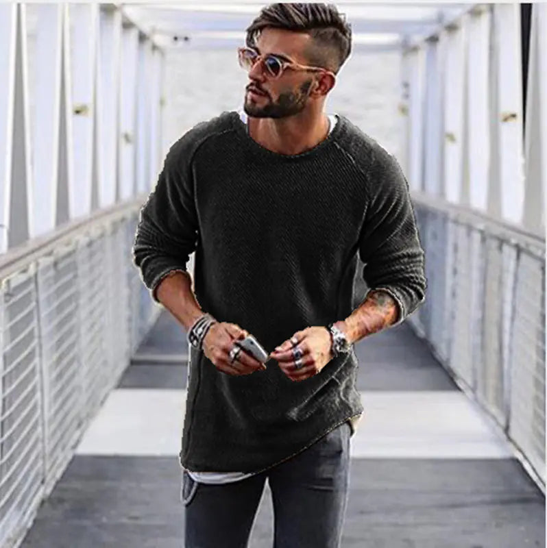 Men's Knit Pullover Sweater - Long Sleeve Basic Top