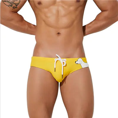 Men's Sexy Quick Dry Low Waist Cartoon Swim Trunks