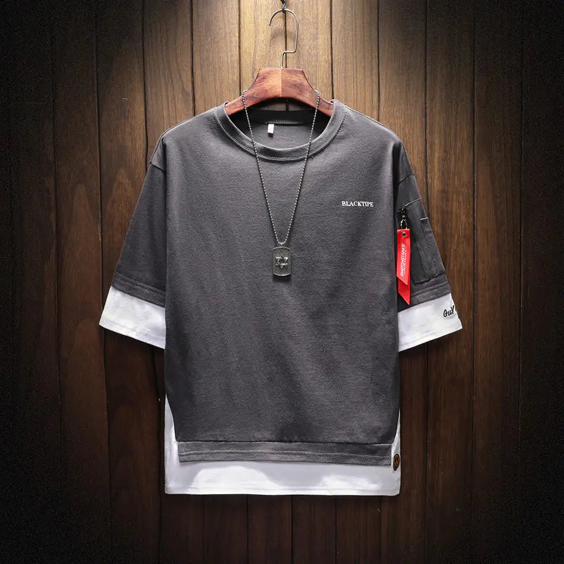 Men's Fashion Summer Color Block Short Sleeve T-Shirt
