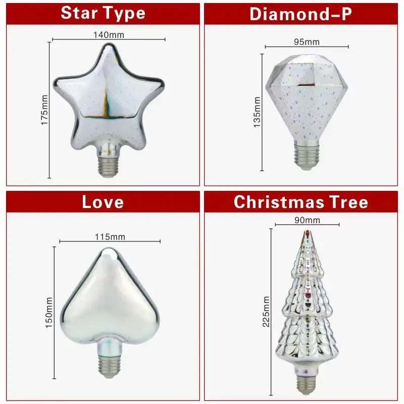 3D Decoration LED Bulb E27 6W 85-265V Vintage Edison Light Bulb Star Fireworks Lamp Holiday Night Light Novelty Christmas Tree