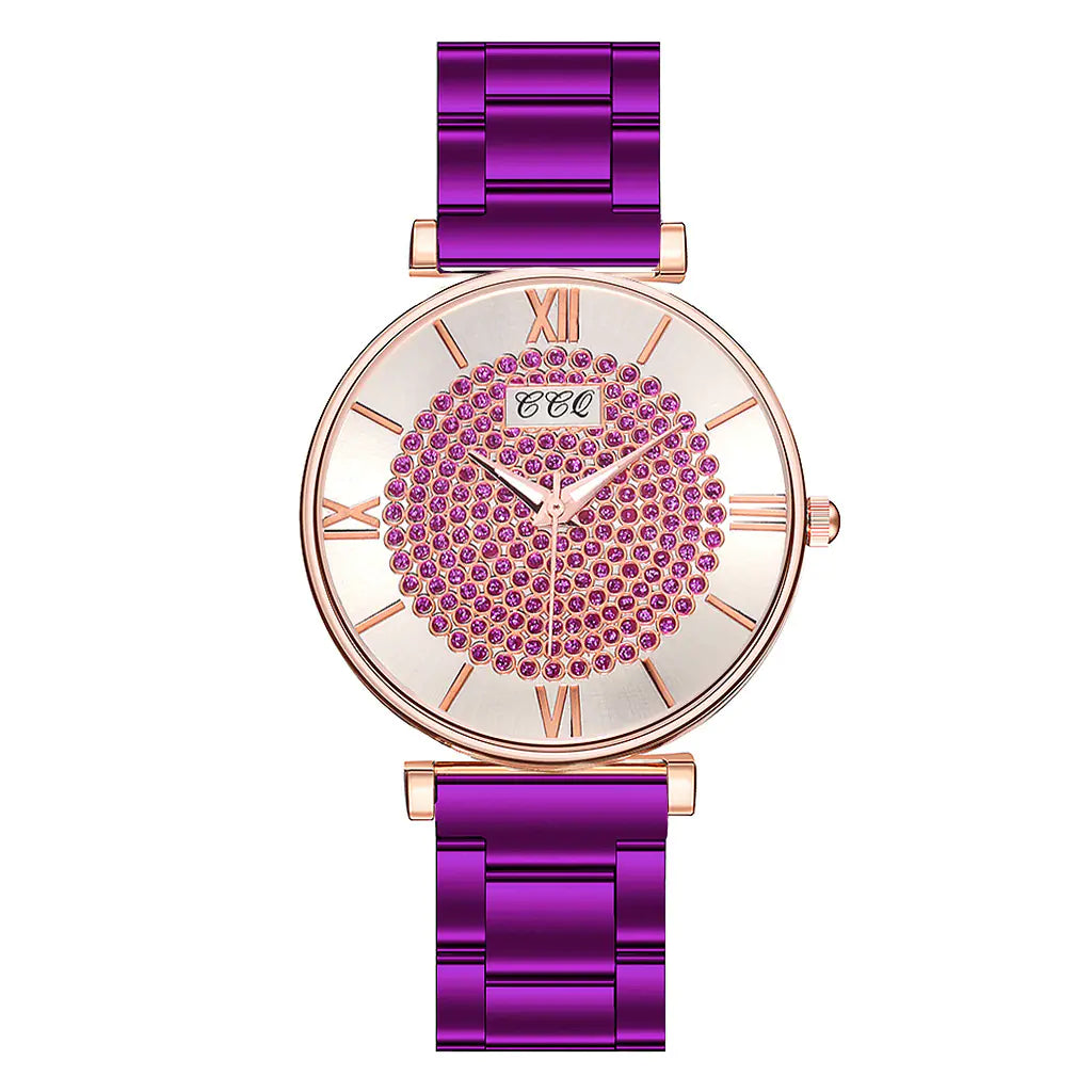 Fashionable Alloy Steel Women's Watch with Roman Numerals