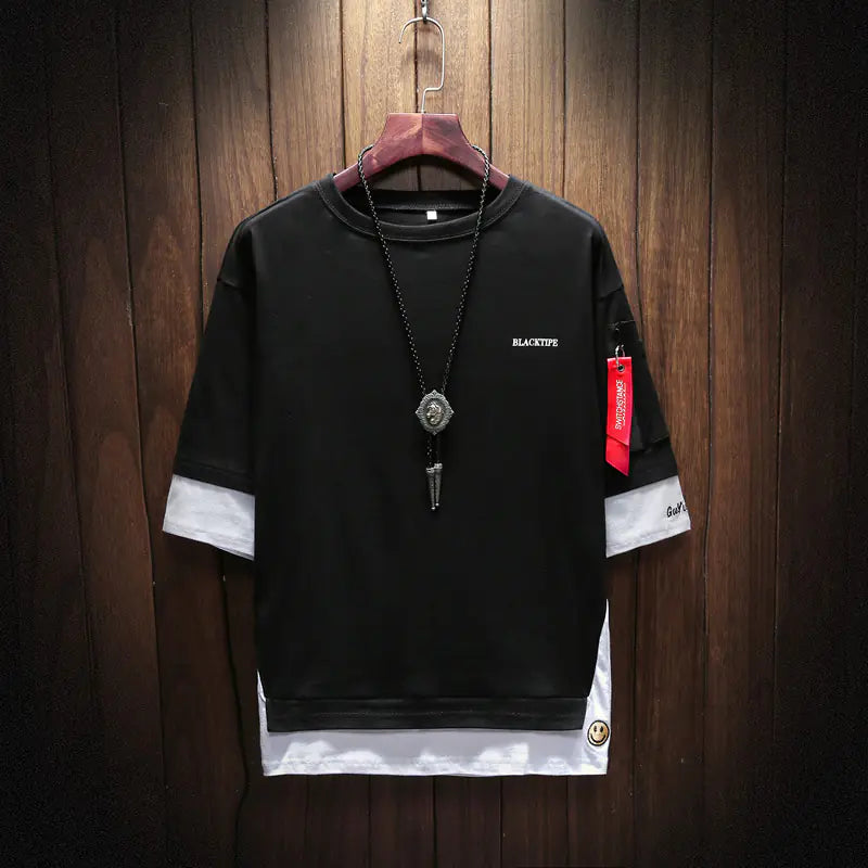 Men's Fashion Summer Color Block Short Sleeve T-Shirt