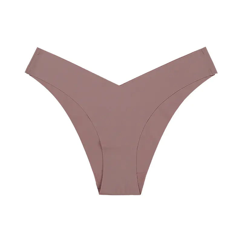 Plus Size Seamless Ice Silk Women's V-Waist Briefs
