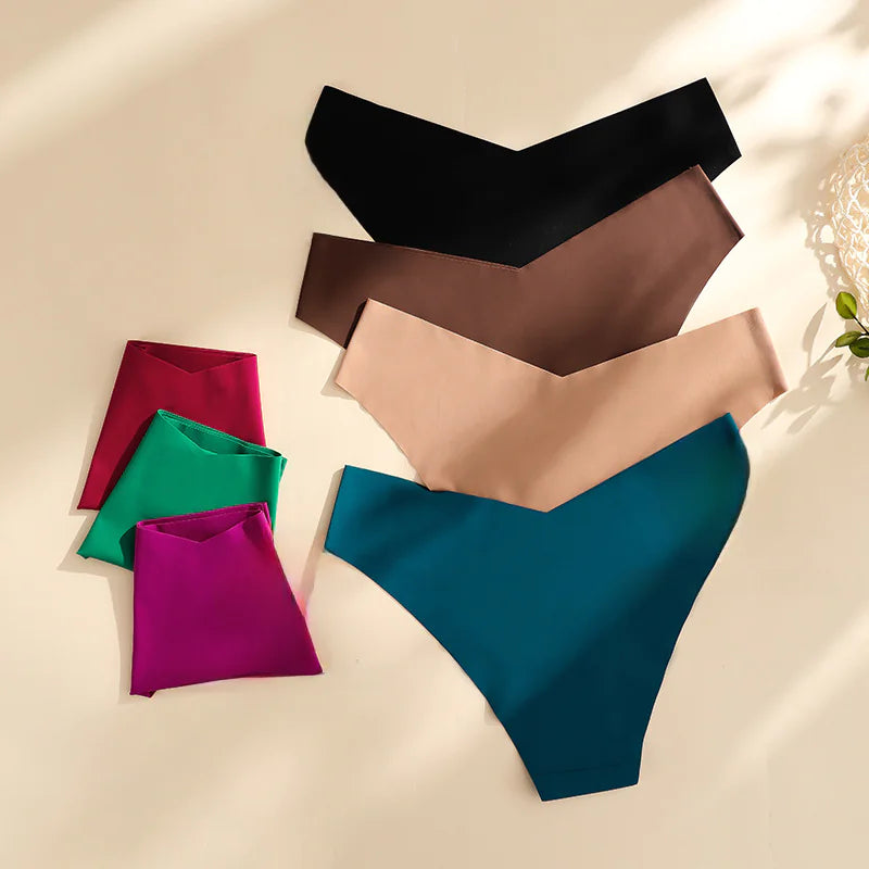 Plus Size Seamless Ice Silk Women's V-Waist Briefs