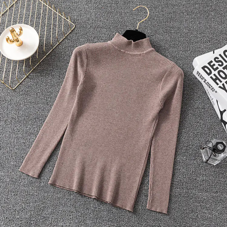 Women's Turtleneck Sweater - Long Sleeve Knit Top