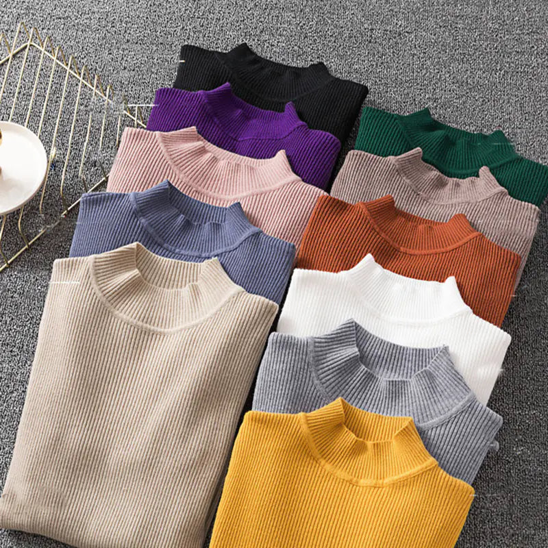 Women's Turtleneck Sweater - Long Sleeve Knit Top