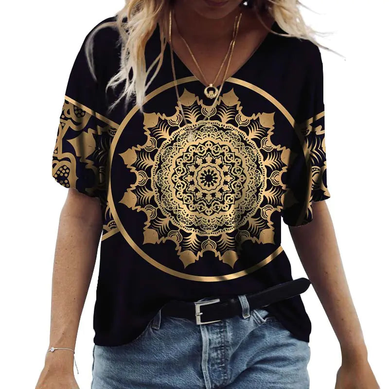 Loose Fit Green Urban Style Printed Short Sleeve T-Shirt