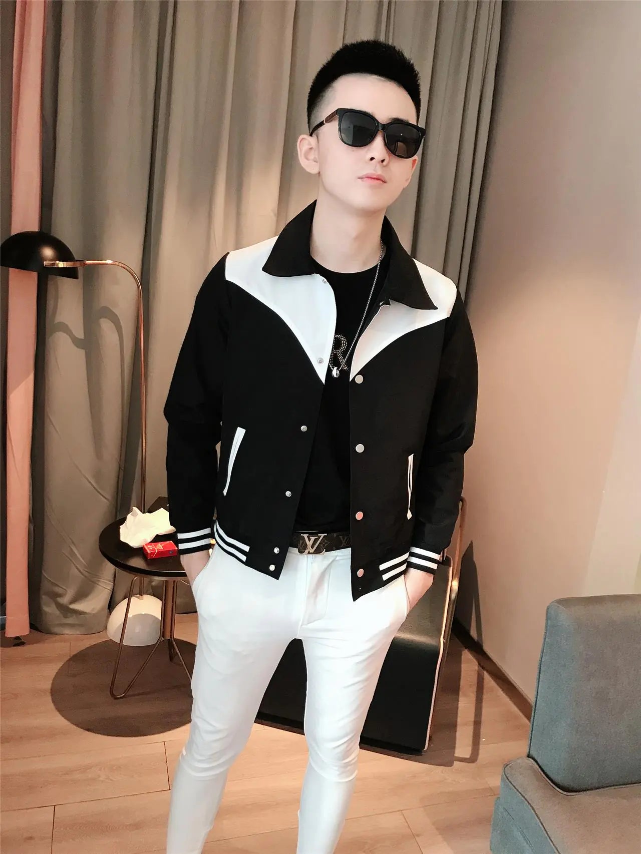 Men's Color Block Fashion Baseball Jacket