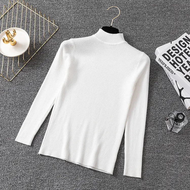 Women's Turtleneck Sweater - Long Sleeve Knit Top